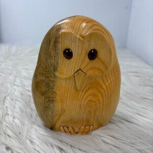 Hand Carved Wooden Owl Table Top Art Decor Steve Robar Woodland Cabin Forest